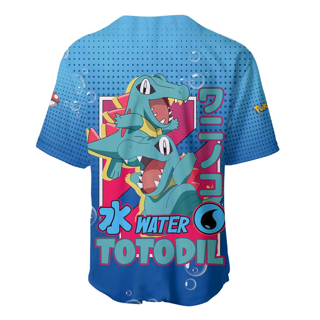 Totodile Water Power Playful Baseball Jersey Totodile Water Power Playful Baseball Jersey