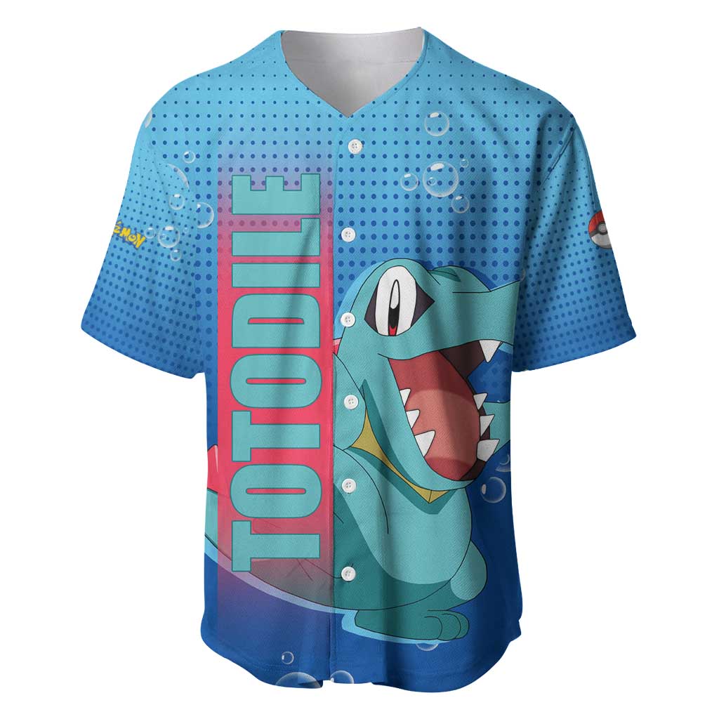 Totodile Water Power Playful Baseball Jersey Totodile Water Power Playful Baseball Jersey