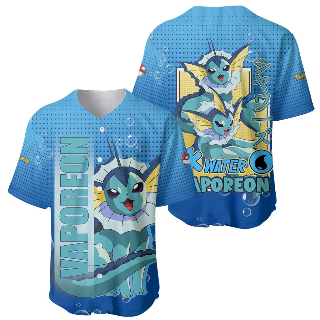 Vaporeon Water Ability Swimming Baseball Jersey Vaporeon Water Ability Swimming Baseball Jersey