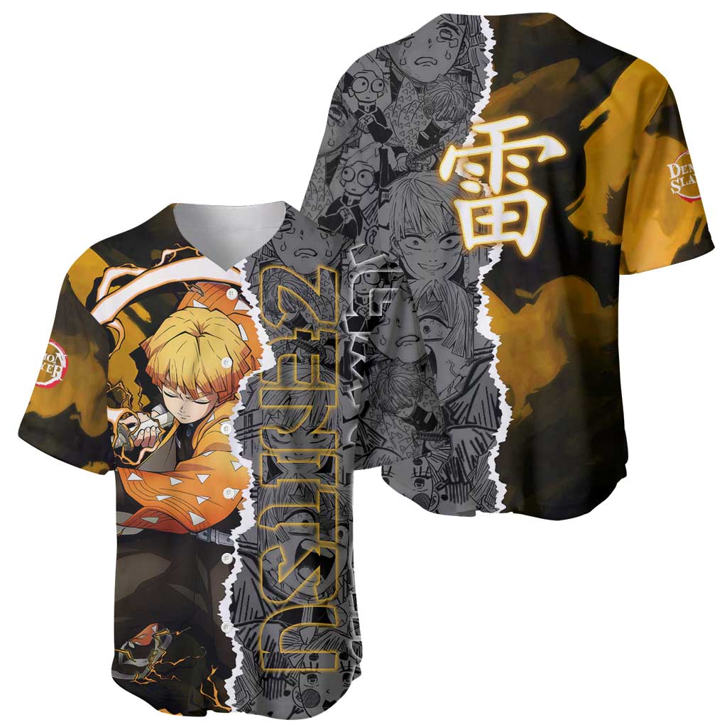 Zenitsu Agatsuma Yellow Orange Lightning Baseball Jersey Zenitsu Agatsuma Yellow Orange Lightning Baseball Jersey
