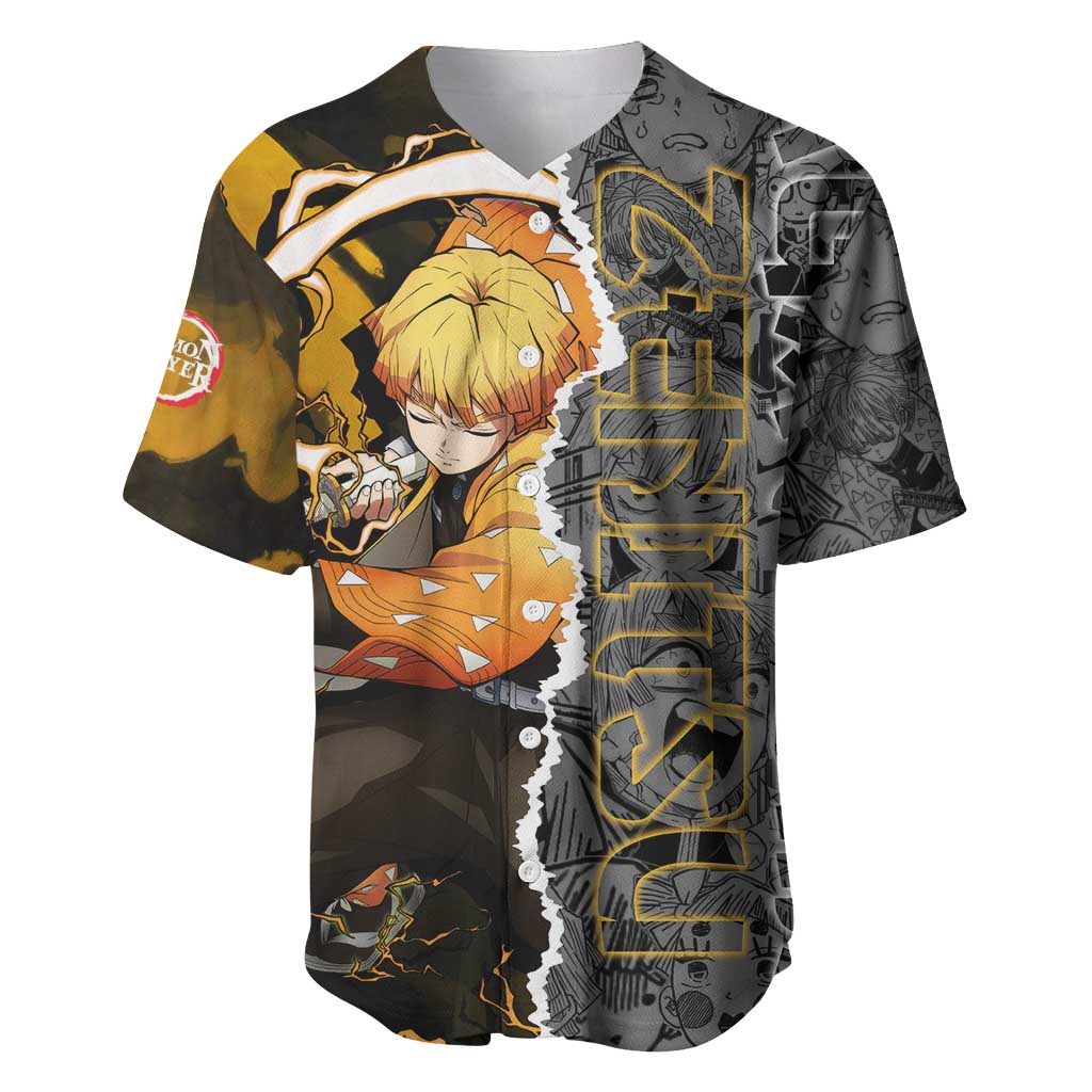 Zenitsu Agatsuma Yellow Orange Lightning Baseball Jersey Zenitsu Agatsuma Yellow Orange Lightning Baseball Jersey