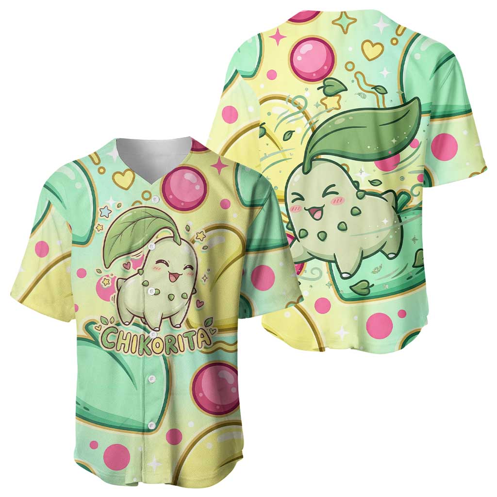 Chikorita Vibrant Pastel Leaf Baseball Jersey Chikorita Vibrant Pastel Leaf Baseball Jersey