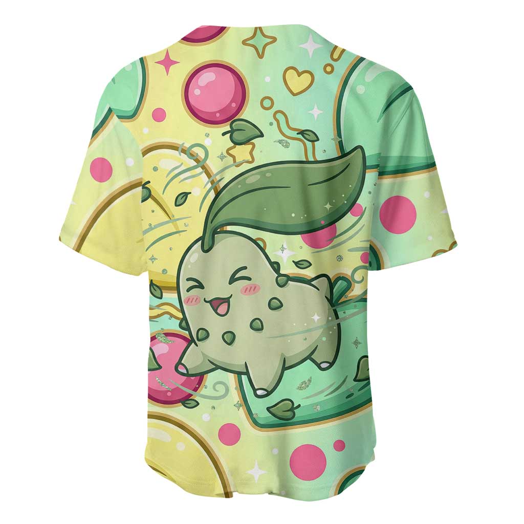 Chikorita Vibrant Pastel Leaf Baseball Jersey Chikorita Vibrant Pastel Leaf Baseball Jersey