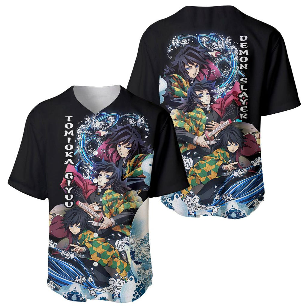 Demon Slayer Giyu Tomioka Water Baseball Jersey Demon Slayer Giyu Tomioka Water Baseball Jersey