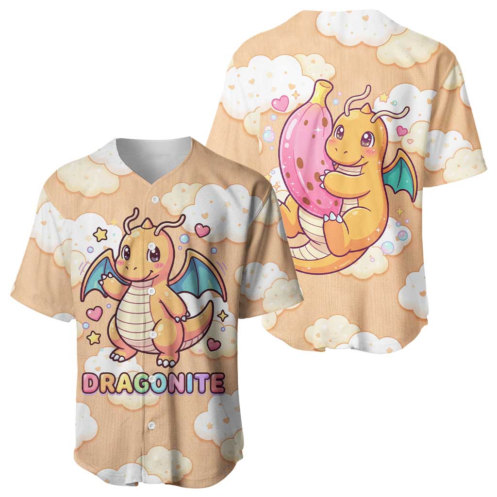 Dragonite Whimsical Pastel Cloud Baseball Jersey Dragonite Whimsical Pastel Cloud Baseball Jersey