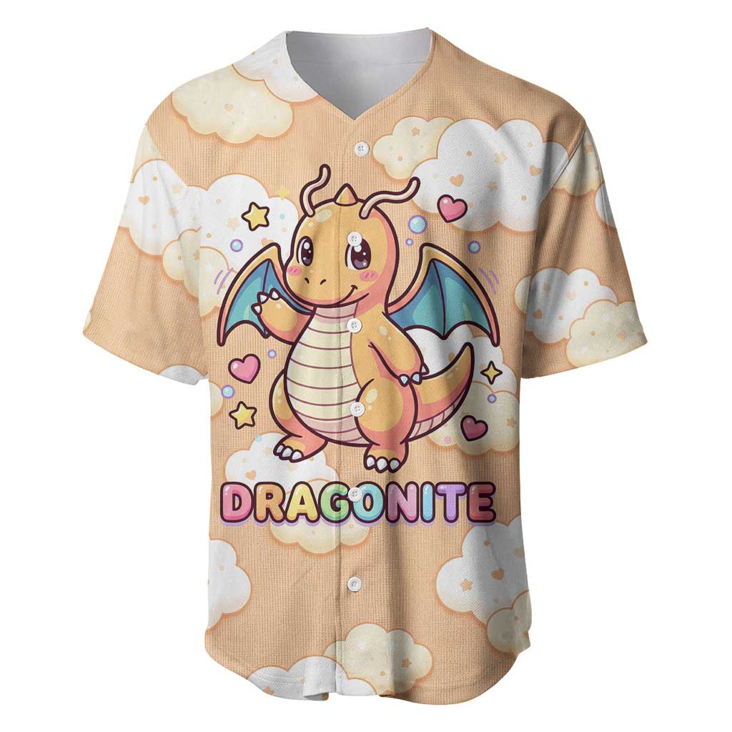Dragonite Whimsical Pastel Cloud Baseball Jersey Dragonite Whimsical Pastel Cloud Baseball Jersey