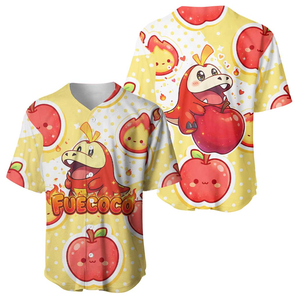 Fuecoco Kawaii Apple Flame Baseball Jersey Fuecoco Kawaii Apple Flame Baseball Jersey