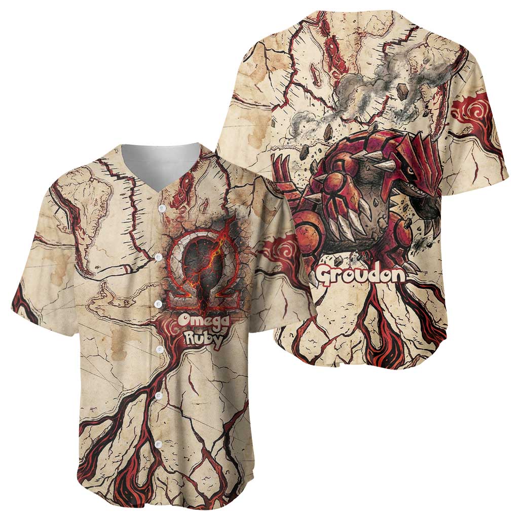Groudon Omega Ancient Volcano Map Baseball Jersey Groudon Omega Ancient Volcano Map Baseball Jersey