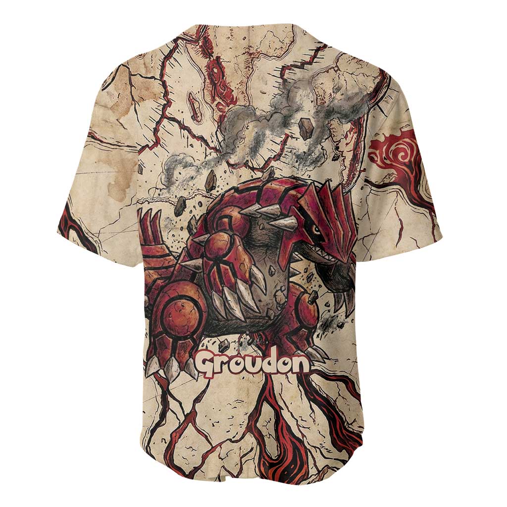 Groudon Omega Ancient Volcano Map Baseball Jersey Groudon Omega Ancient Volcano Map Baseball Jersey