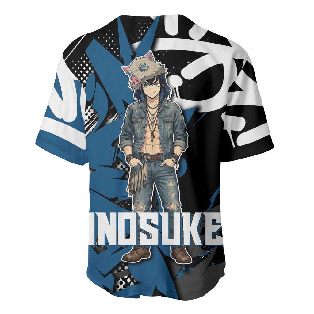 Hashibira Inosuke Blue Black Graffiti Baseball Jersey Hashibira Inosuke Blue Black Graffiti Baseball Jersey