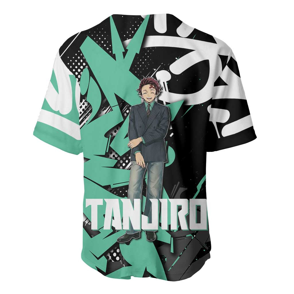 Kamado Tanjiro Black Graffiti Baseball Jersey Kamado Tanjiro Black Graffiti Baseball Jersey
