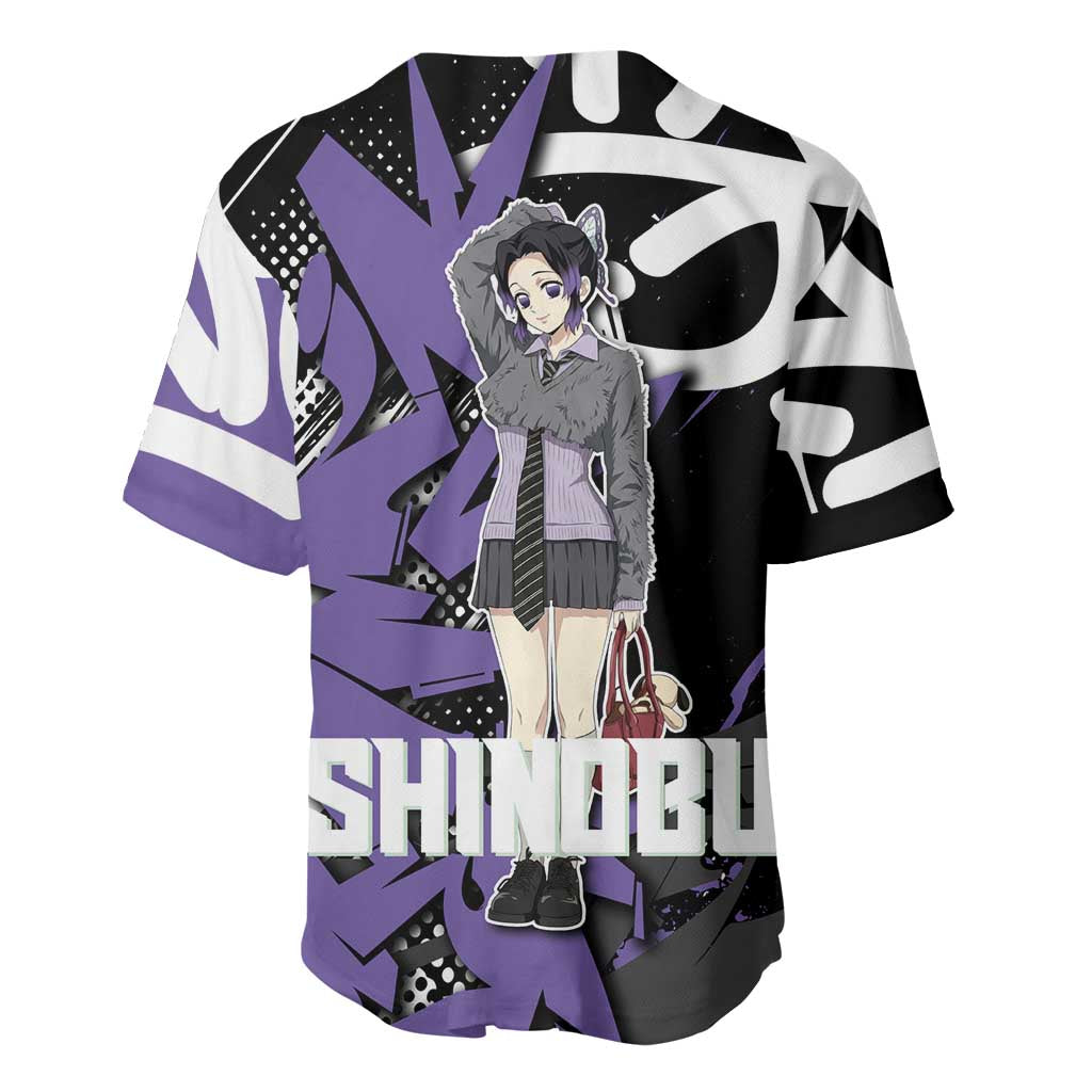 Kocho Shinobu Purple Black Graffiti Baseball Jersey Kocho Shinobu Purple Black Graffiti Baseball Jersey