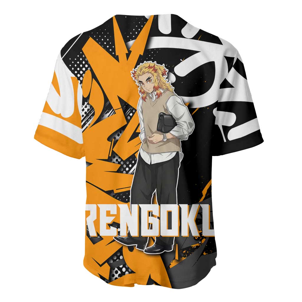 Kyojuro Rengoku Orange Black Graffiti Baseball Jersey Kyojuro Rengoku Orange Black Graffiti Baseball Jersey