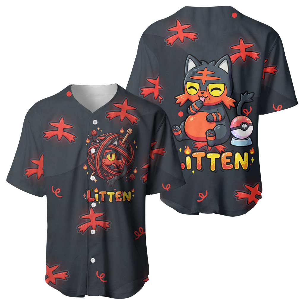 Litten Playful Ember Cartoon Baseball Jersey Litten Playful Ember Cartoon Baseball Jersey