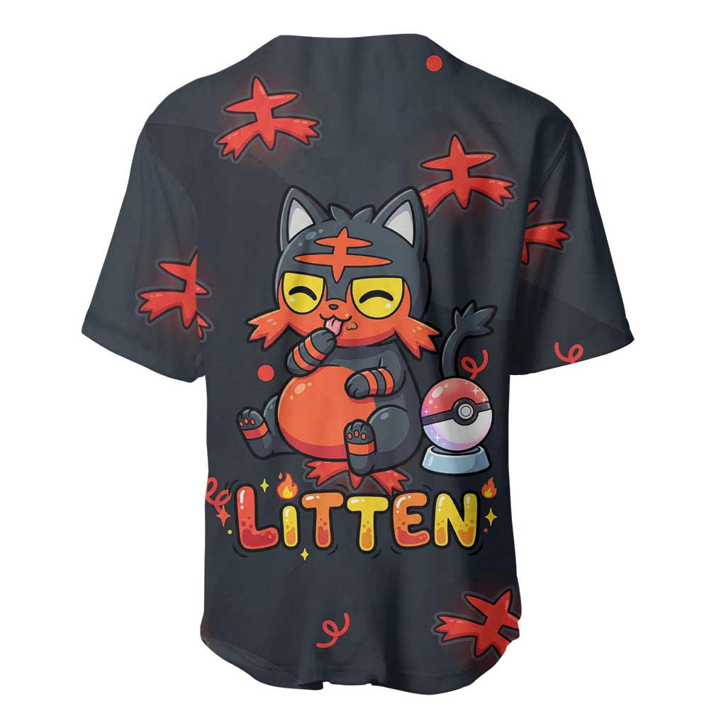 Litten Playful Ember Cartoon Baseball Jersey Litten Playful Ember Cartoon Baseball Jersey