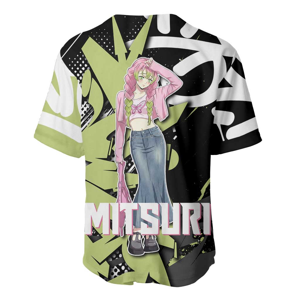 Mitsuri Kanroji Green Black Graffiti Baseball Jersey Mitsuri Kanroji Green Black Graffiti Baseball Jersey