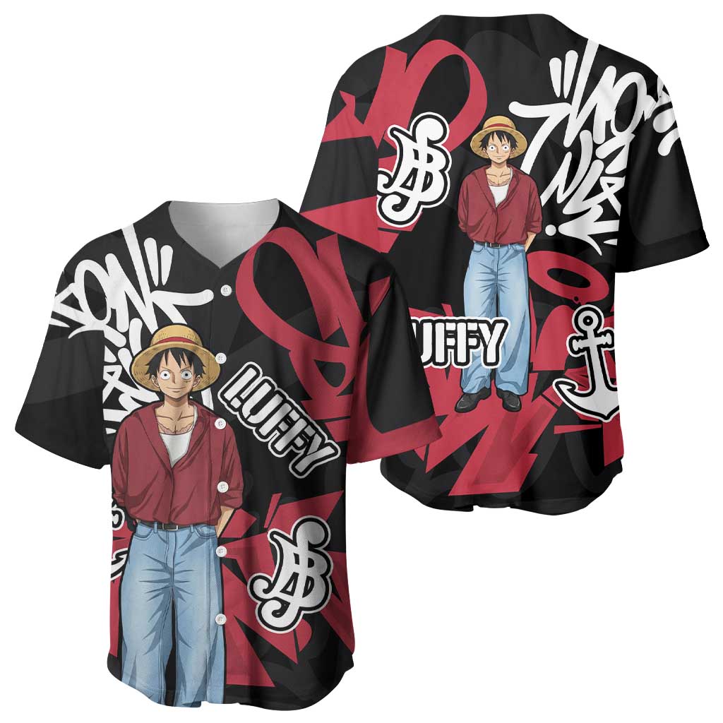 Monkey D Luffy Graffiti Street Baseball Jersey Monkey D Luffy Graffiti Street Baseball Jersey