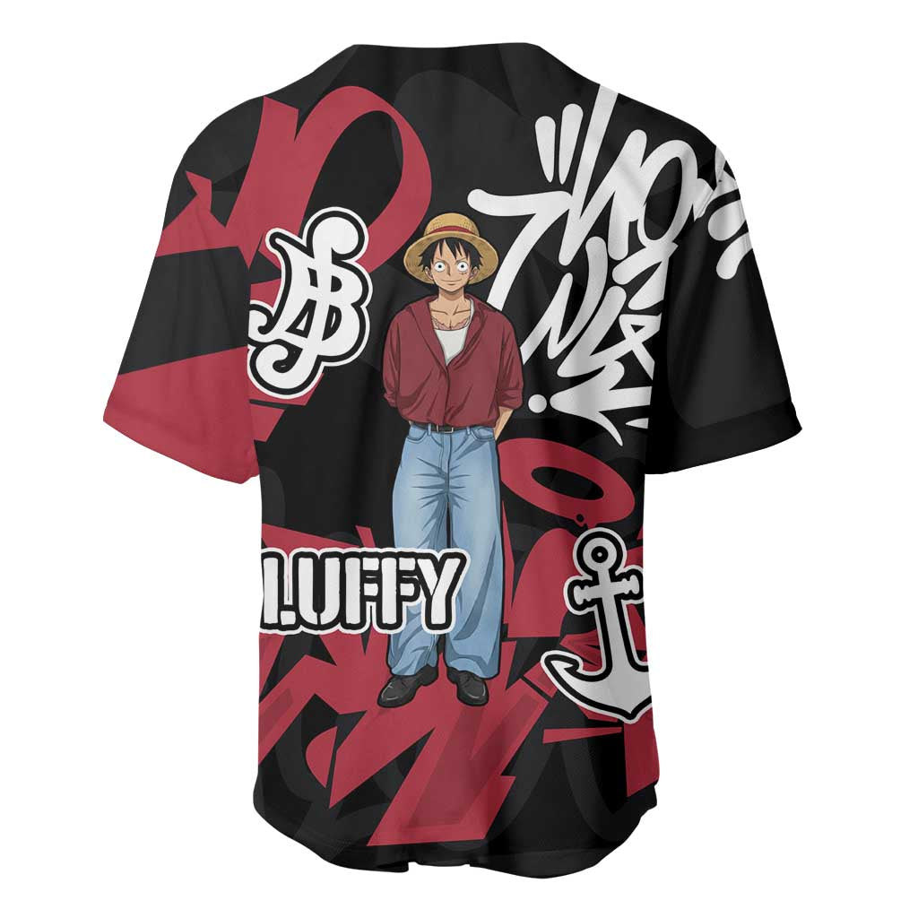 Monkey D Luffy Graffiti Street Baseball Jersey Monkey D Luffy Graffiti Street Baseball Jersey