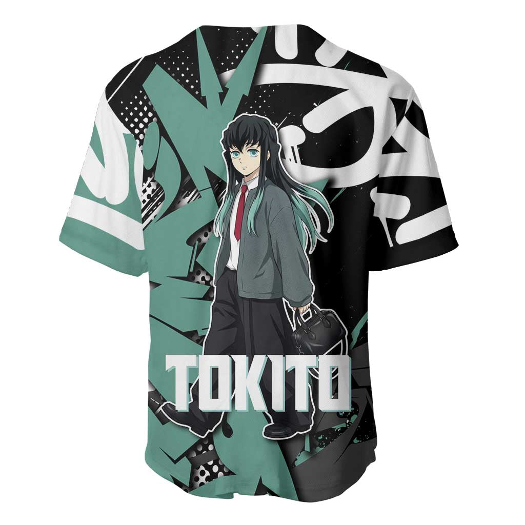 Muichiro Tokito Teal Black Graffiti Baseball Jersey Muichiro Tokito Teal Black Graffiti Baseball Jersey