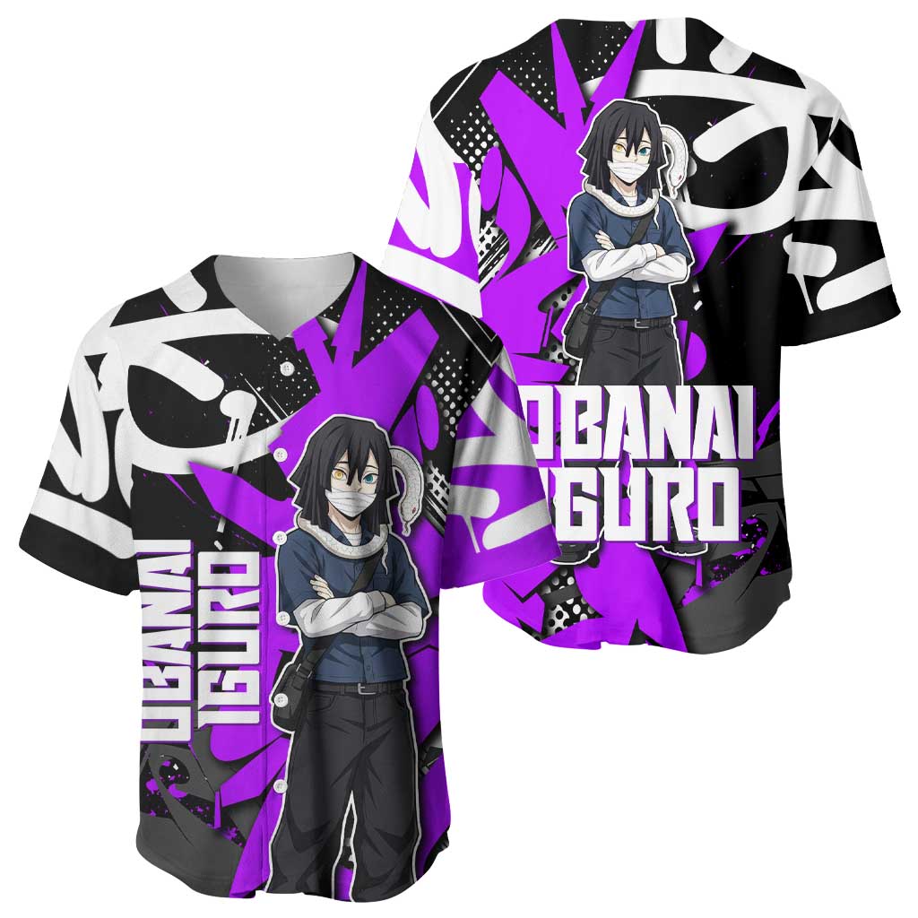 Obanai Iguro Purple Graffiti Baseball Jersey Obanai Iguro Purple Graffiti Baseball Jersey