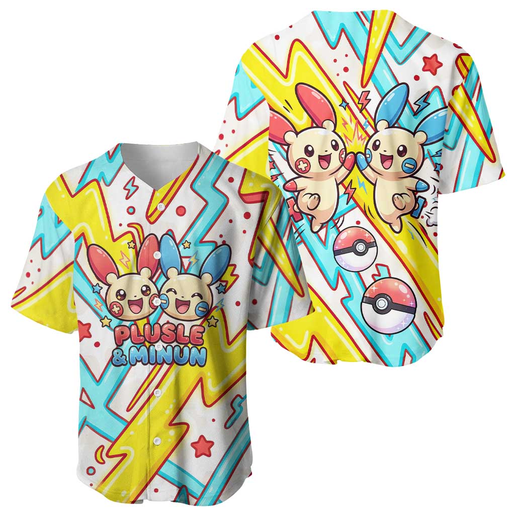 Plusle & Minun Colorful Kawaii Baseball Jersey Plusle & Minun Colorful Kawaii Baseball Jersey