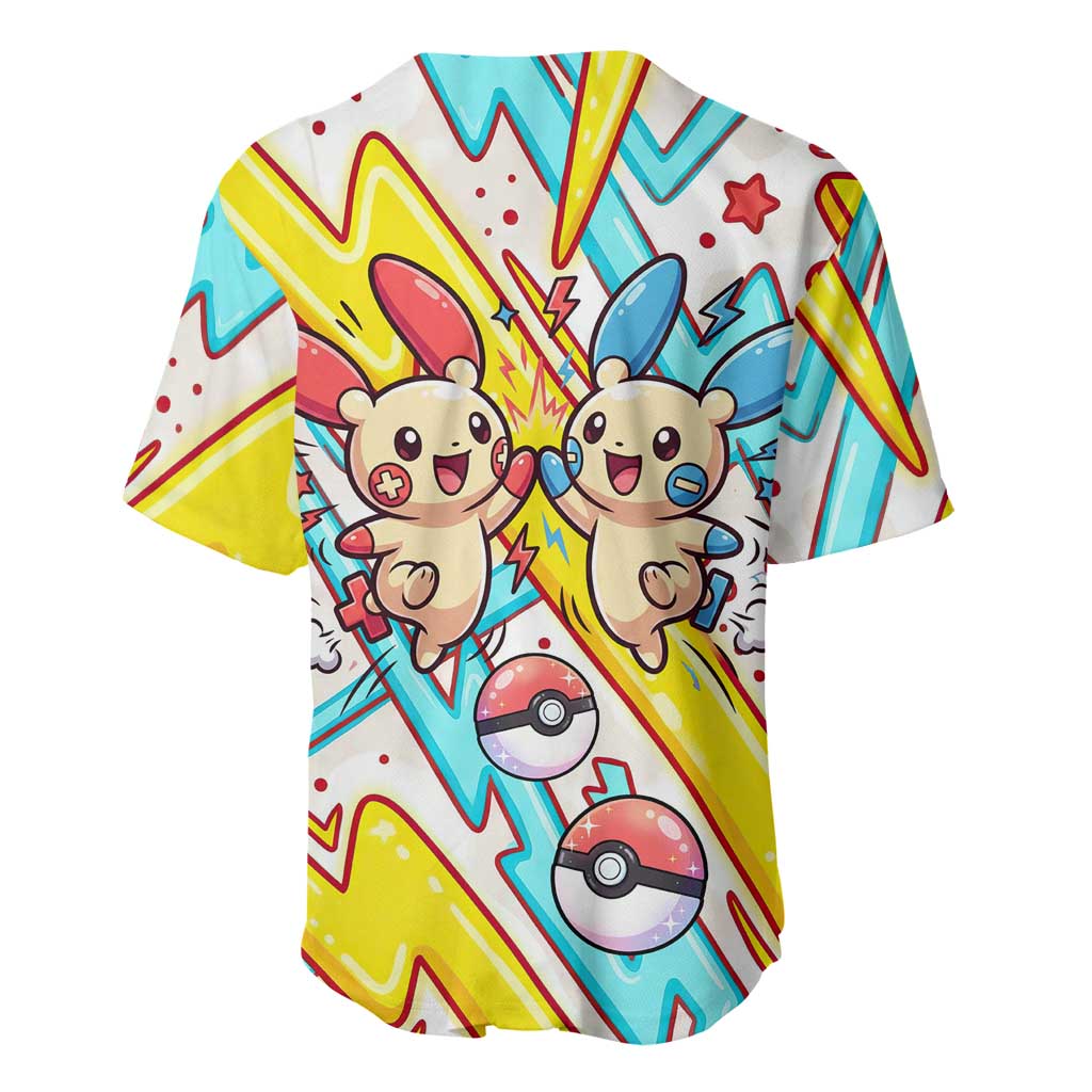 Plusle & Minun Colorful Kawaii Baseball Jersey Plusle & Minun Colorful Kawaii Baseball Jersey