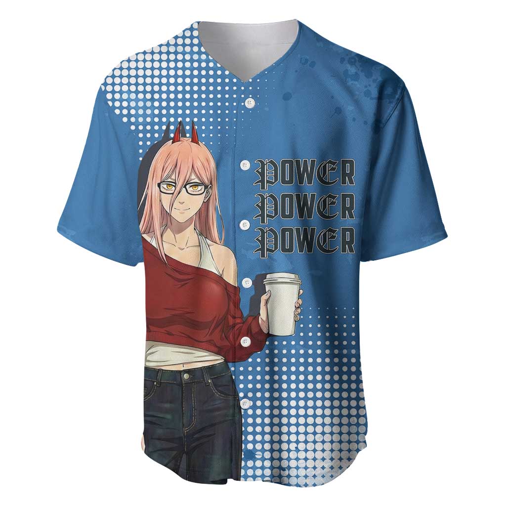 Power Chainsaw Bold Blue Power Baseball Jersey Power Chainsaw Bold Blue Power Baseball Jersey
