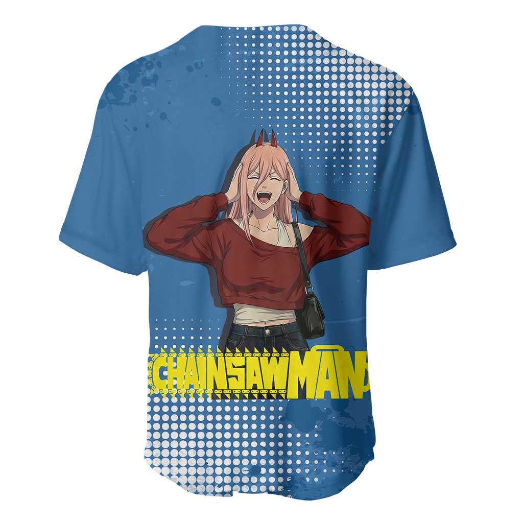 Power Chainsaw Bold Blue Power Baseball Jersey Power Chainsaw Bold Blue Power Baseball Jersey