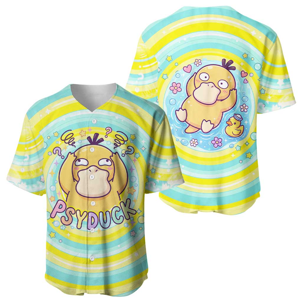 Psyduck Vibrant Kawaii Splash Baseball Jersey Psyduck Vibrant Kawaii Splash Baseball Jersey