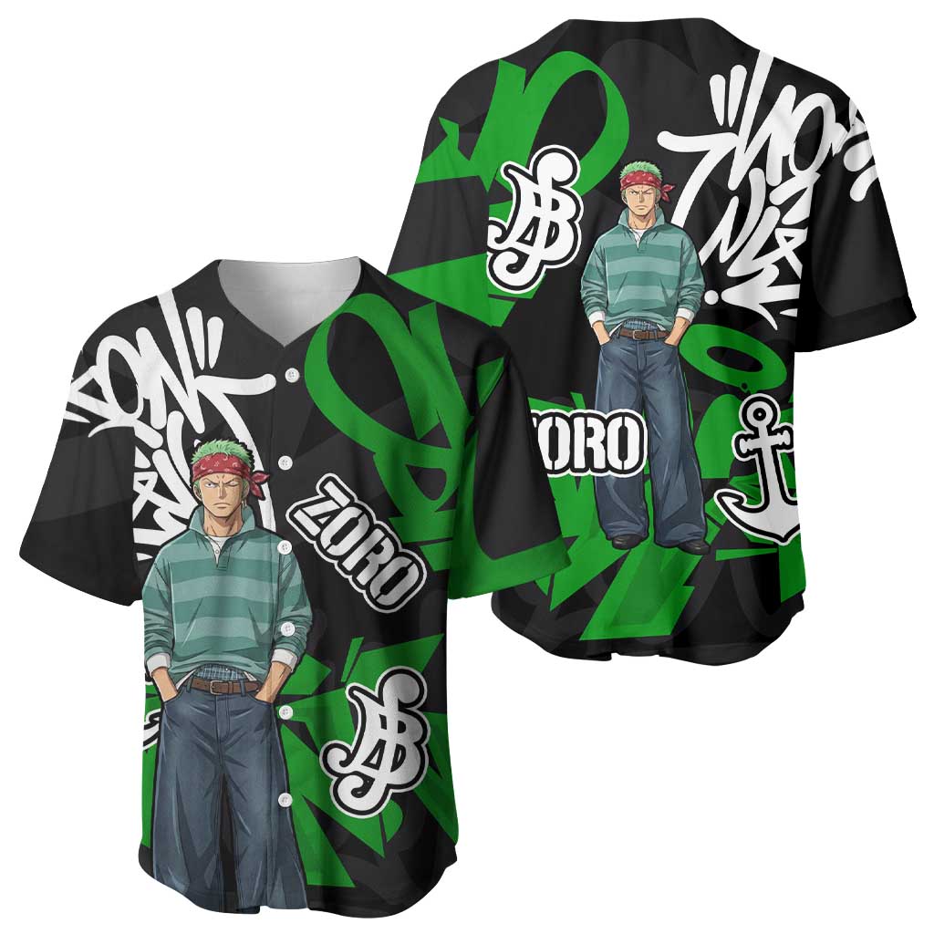 Roronoa Zoro Graffiti Street Baseball Jersey Roronoa Zoro Graffiti Street Baseball Jersey