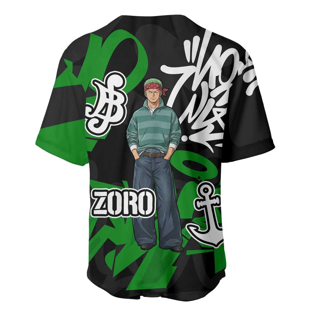 Roronoa Zoro Graffiti Street Baseball Jersey Roronoa Zoro Graffiti Street Baseball Jersey