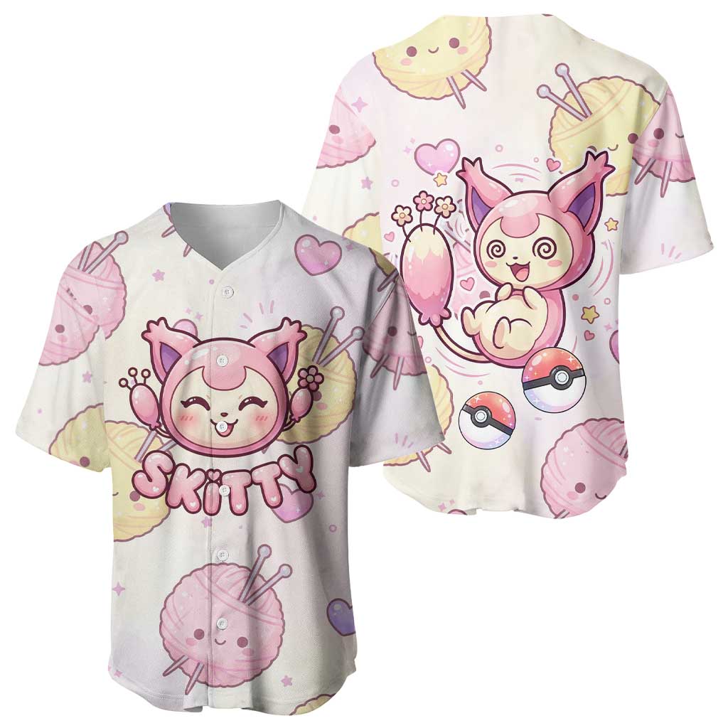 Skitty Pastel Kawaii Yarn Baseball Jersey Skitty Pastel Kawaii Yarn Baseball Jersey