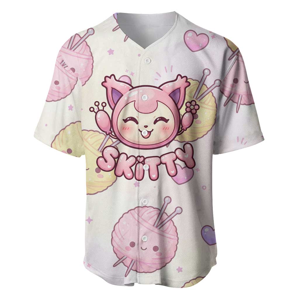 Skitty Pastel Kawaii Yarn Baseball Jersey Skitty Pastel Kawaii Yarn Baseball Jersey