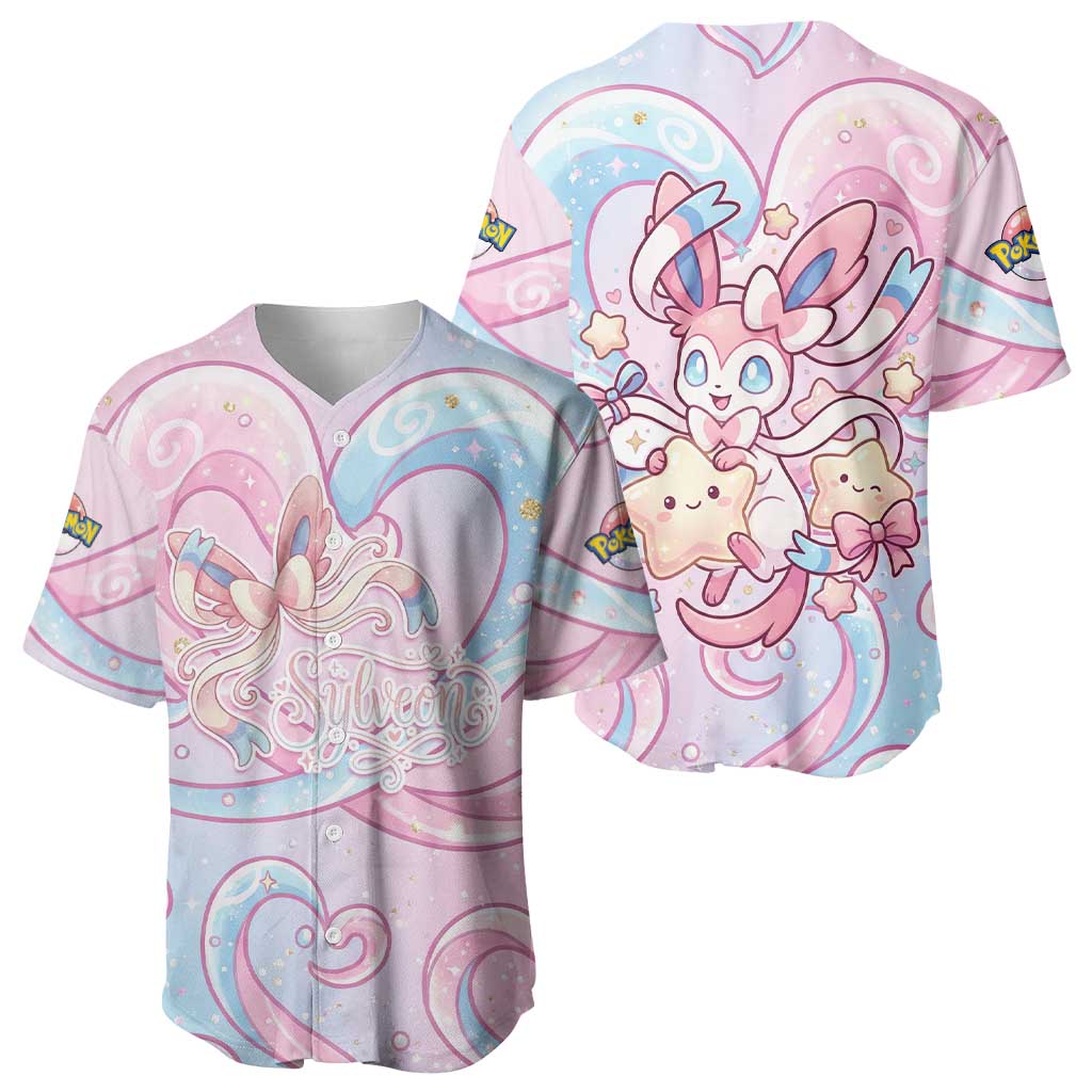 Sylveon Magical Pastel Heart Baseball Jersey Sylveon Magical Pastel Heart Baseball Jersey