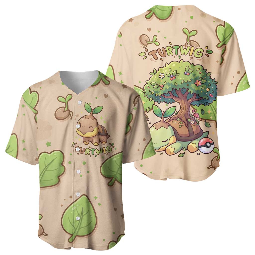 Turtwig Whimsical Forest Sprout Baseball Jersey Turtwig Whimsical Forest Sprout Baseball Jersey