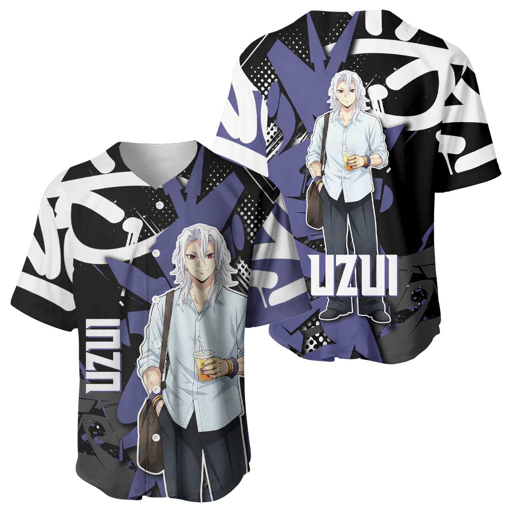 Uzui Tengen Purple Black Graffiti Baseball Jersey Uzui Tengen Purple Black Graffiti Baseball Jersey