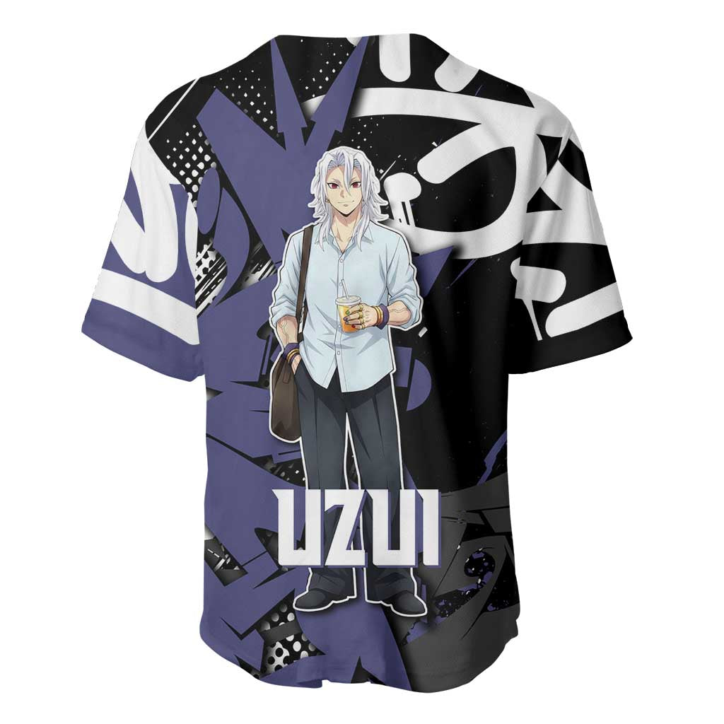 Uzui Tengen Purple Black Graffiti Baseball Jersey Uzui Tengen Purple Black Graffiti Baseball Jersey