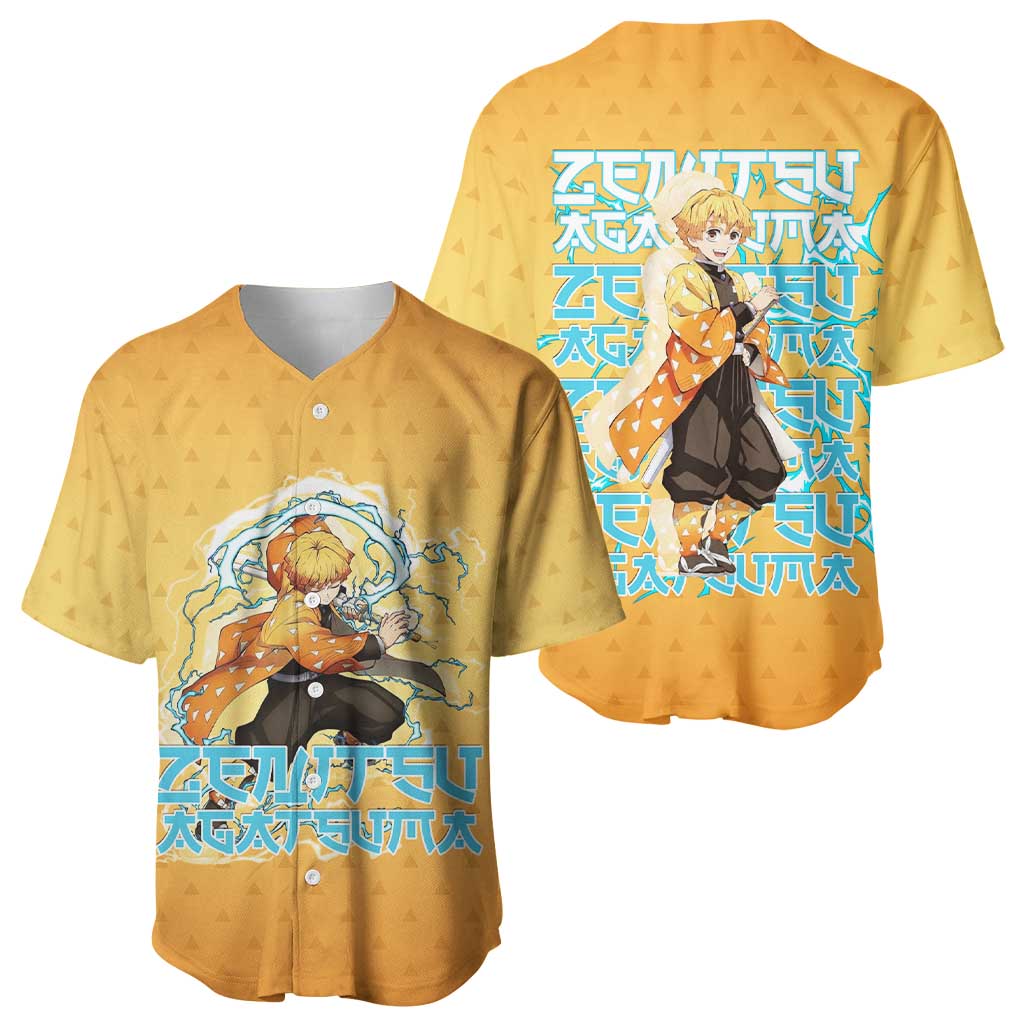 Zenitsu Agatsuma Thunder Spark Tri-pattern Baseball Jersey Zenitsu Agatsuma Thunder Spark Tri-pattern Baseball Jersey