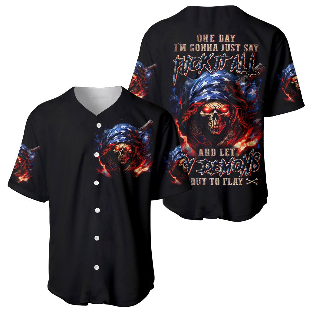 American Skull One Day I Gonna Fuck Baseball Jersey American Skull One Day I Gonna Fuck Baseball Jersey
