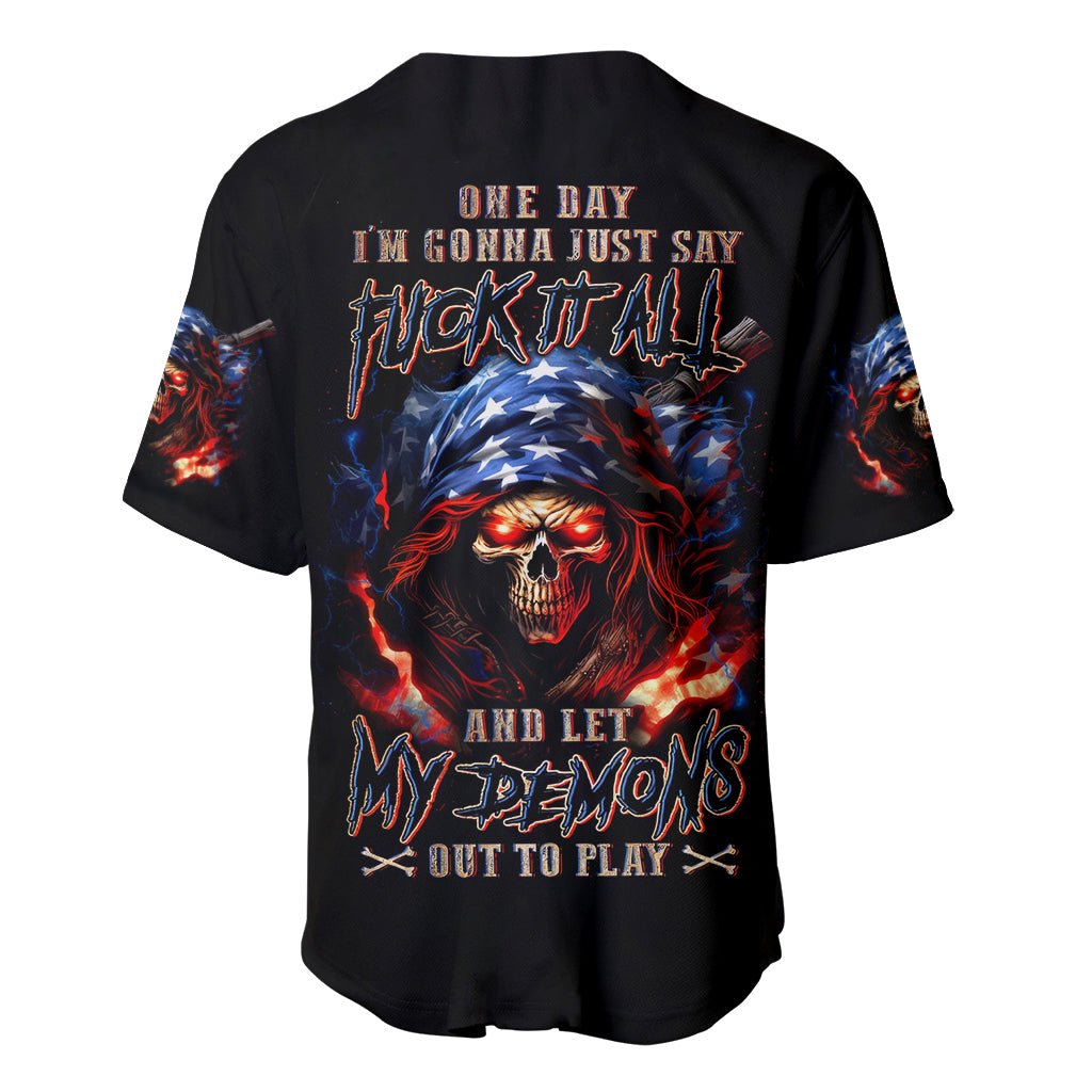 American Skull One Day I Gonna Fuck Baseball Jersey American Skull One Day I Gonna Fuck Baseball Jersey