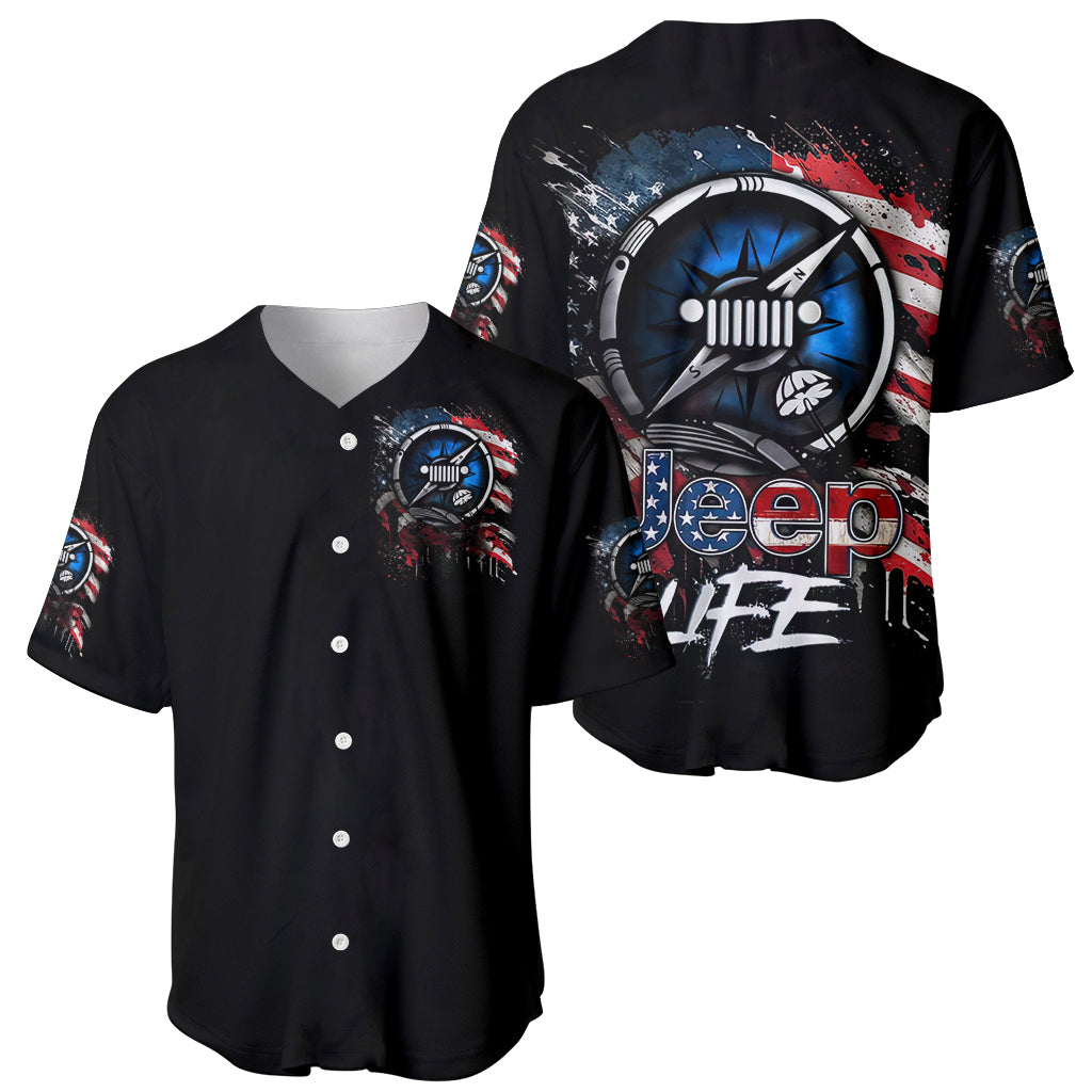 Compass Jeep Jeep Life American Flag_1 Baseball Jersey Compass Jeep Jeep Life American Flag_1 Baseball Jersey
