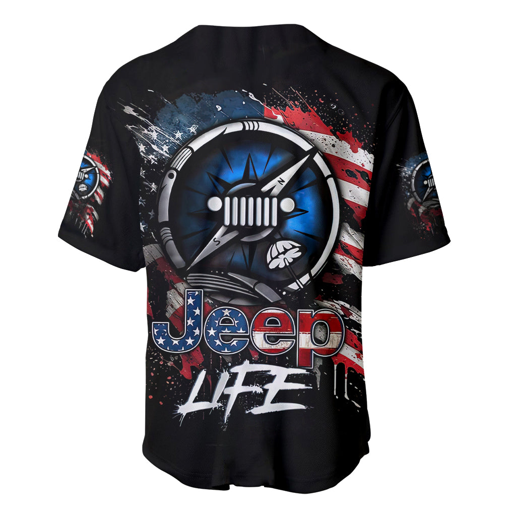 Compass Jeep Jeep Life American Flag_1 Baseball Jersey Compass Jeep Jeep Life American Flag_1 Baseball Jersey