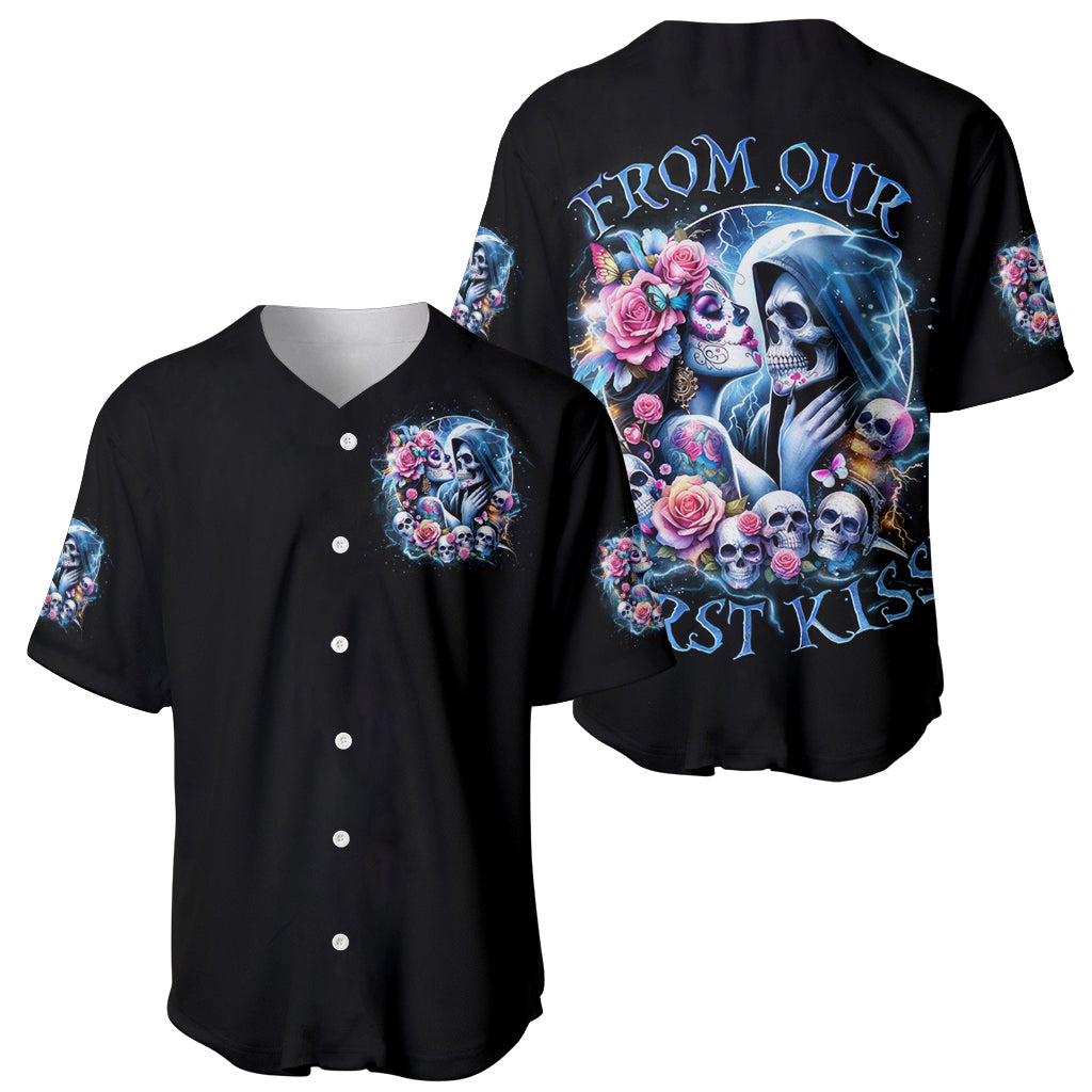 Couple Skull From Our Firse Kiss Baseball Jersey Couple Skull From Our Firse Kiss Baseball Jersey