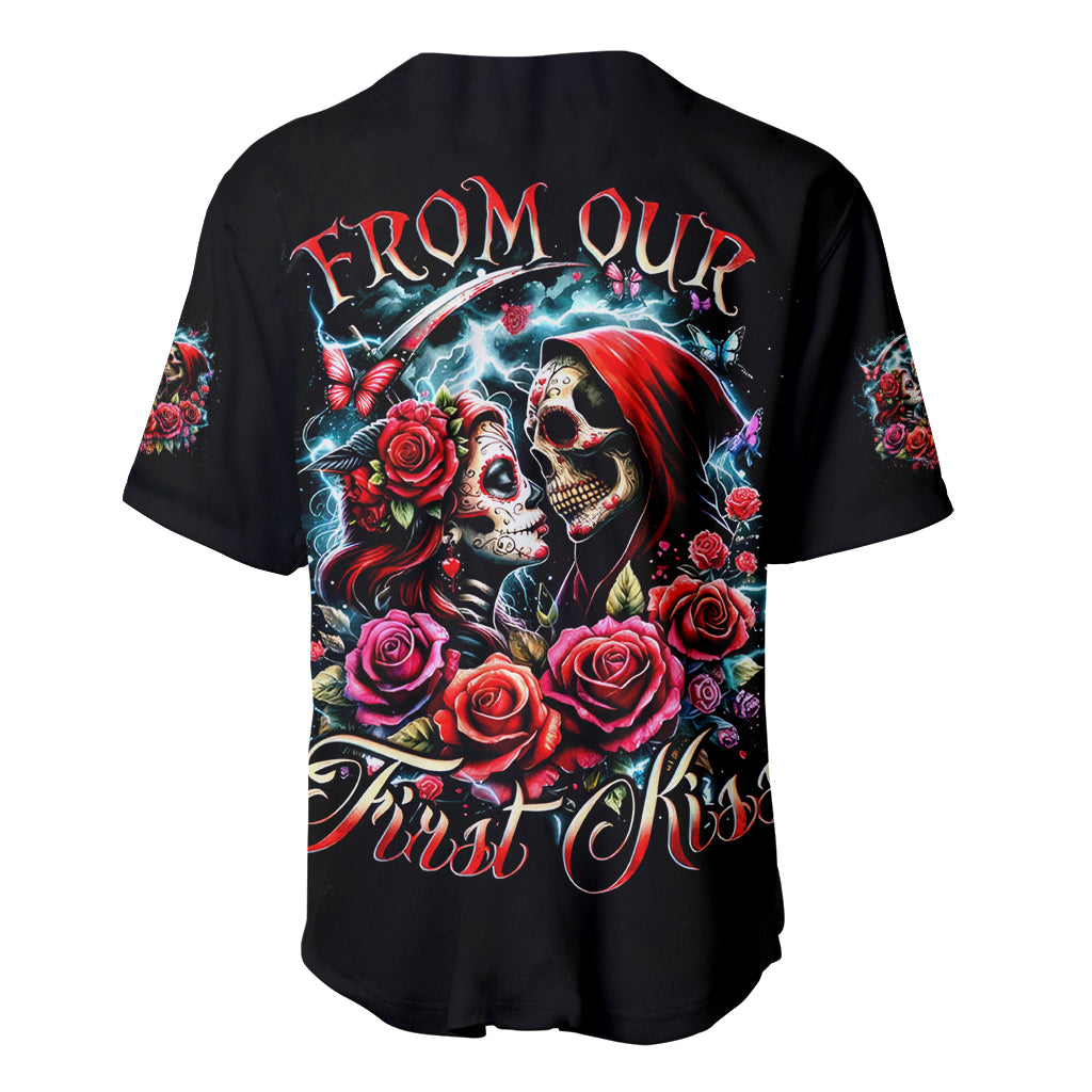 Couple Skull From Our Firse Kiss_1 Baseball Jersey Couple Skull From Our Firse Kiss_1 Baseball Jersey