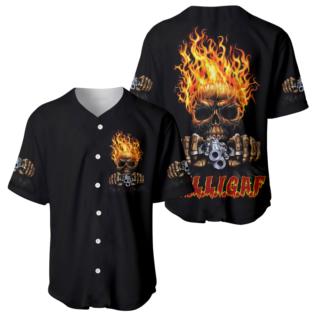 Dilligaf Flame Skull With G Baseball Jersey Dilligaf Flame Skull With G Baseball Jersey