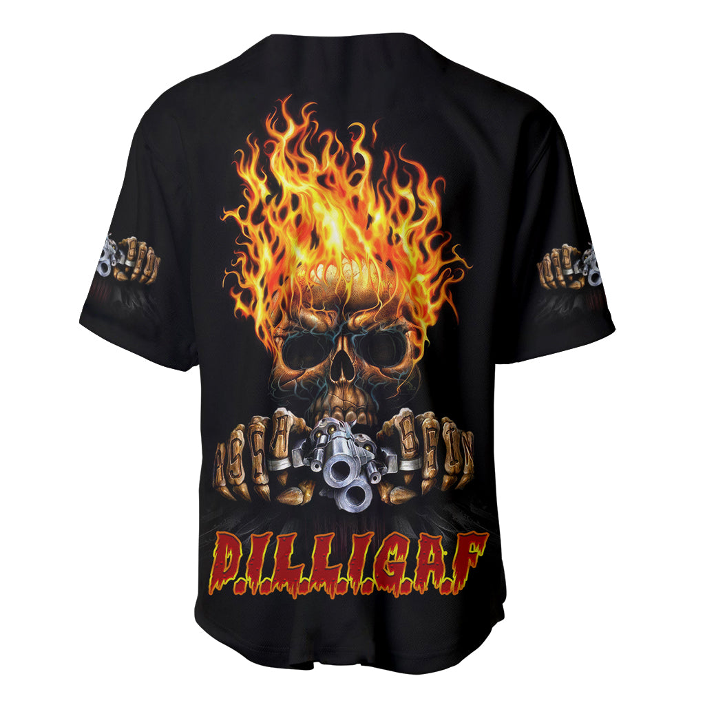 Dilligaf Flame Skull With G Baseball Jersey Dilligaf Flame Skull With G Baseball Jersey