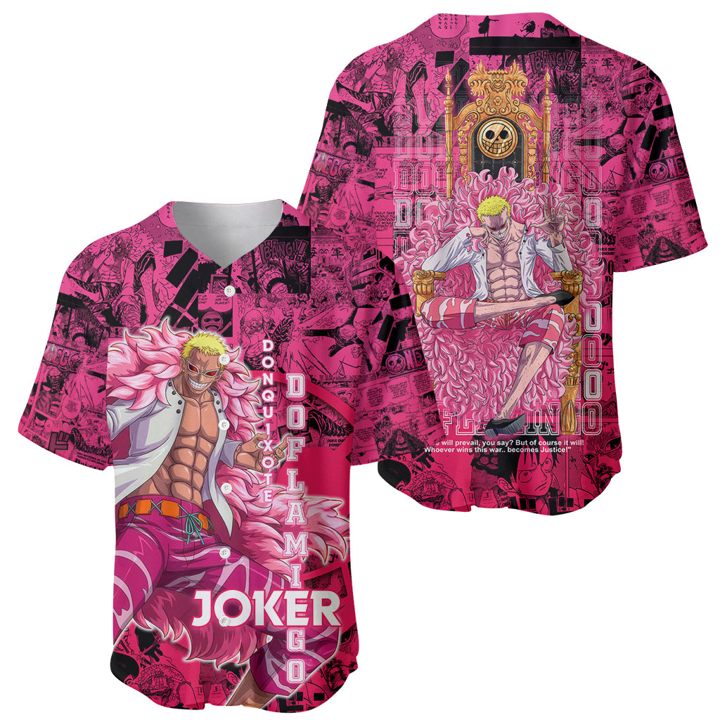 Donquixote Doflamingo Joker Pink Style Baseball Jersey Donquixote Doflamingo Joker Pink Style Baseball Jersey