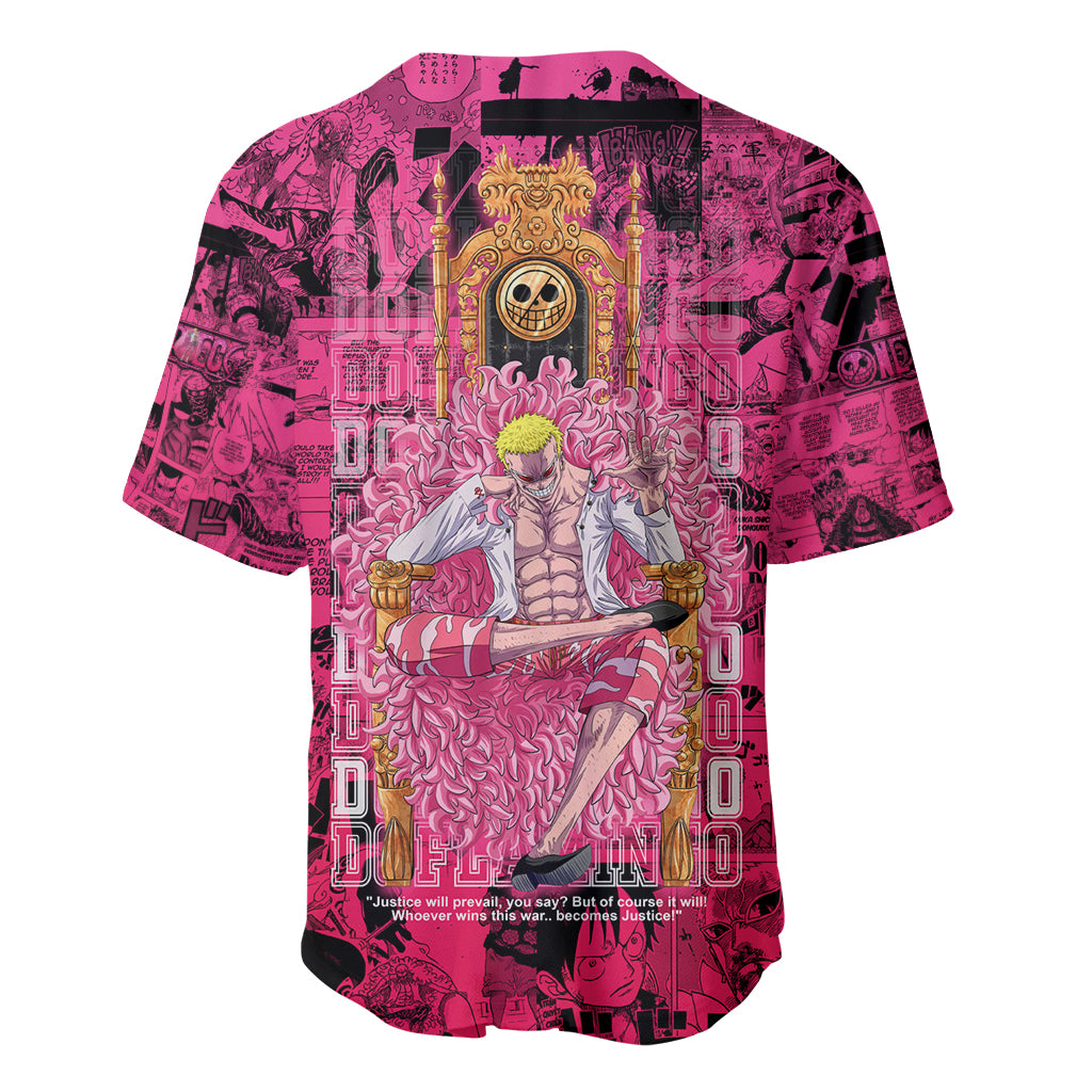 Donquixote Doflamingo Joker Pink Style Baseball Jersey Donquixote Doflamingo Joker Pink Style Baseball Jersey