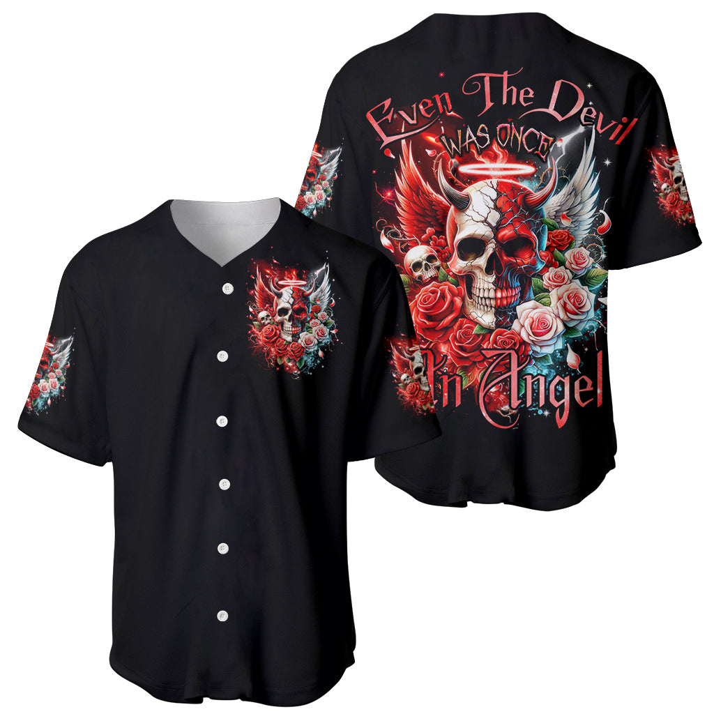 Evil Angel Skull Even The Devil Was Baseball Jersey Evil Angel Skull Even The Devil Was Baseball Jersey
