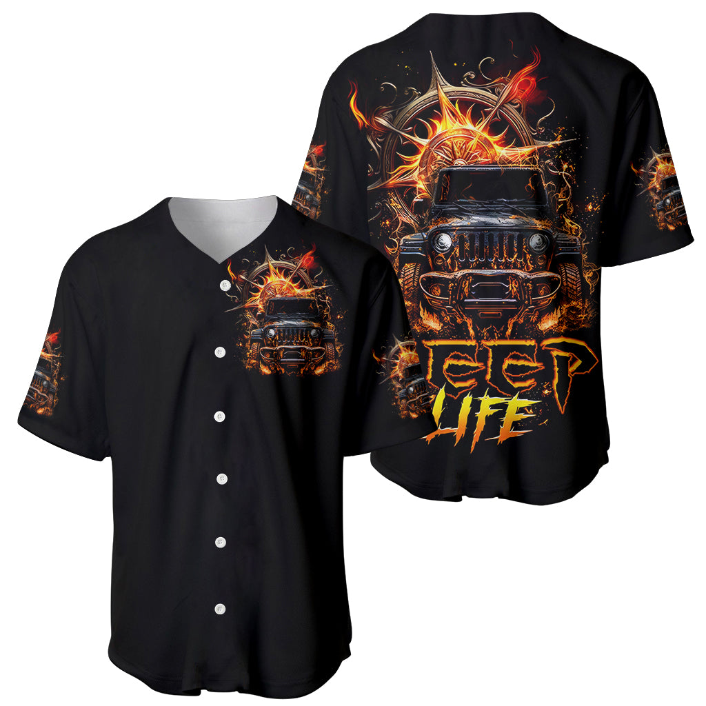 Flame Compass Jeep Fire Jeep Life Baseball Jersey Flame Compass Jeep Fire Jeep Life Baseball Jersey
